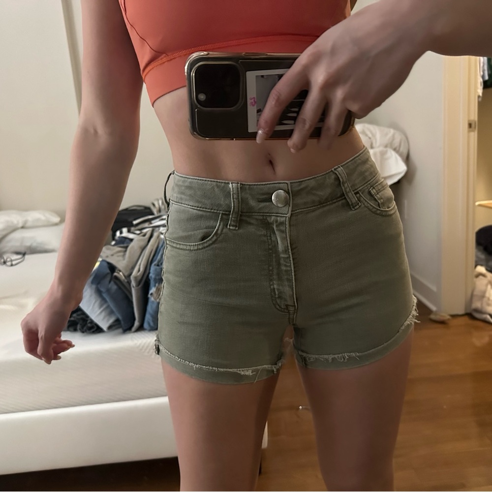 AE High Rise Shortie jean shorts